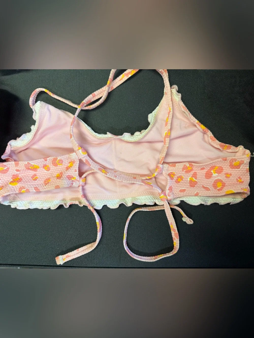 art class Pink and Yellow Leopard-Print Bandeau Bralette